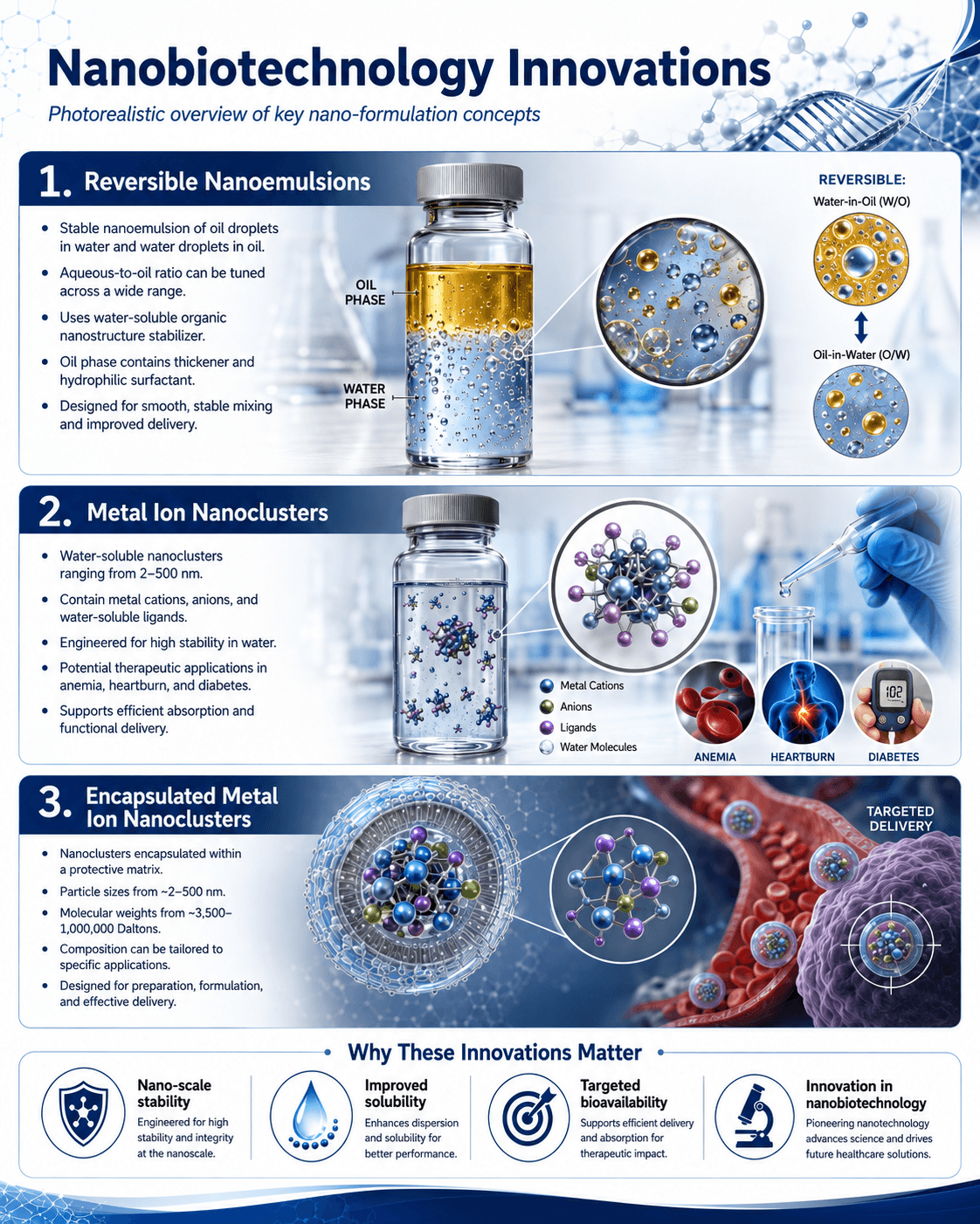 NanoDoc patented nanobiotechnology innovations infographic